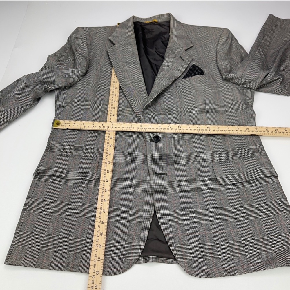 Sterling & Hunt Premier Edition Mens Grey Glen Plaid Worsted Wool Suit - Picture 4 of 16